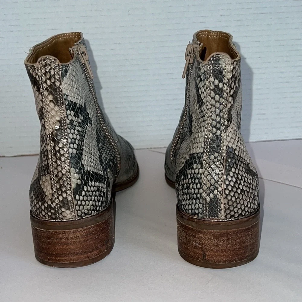 Lucky Brand Letrica Leather Snake Print Ankle Bootie Women Size 8 M NEW